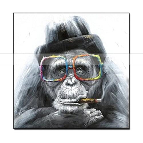 New Design Abstract Cartoon Oil Paintings Modern Black Gorilla Animal Pictures 100%Hand Painted Large Home Decor Wall Painting