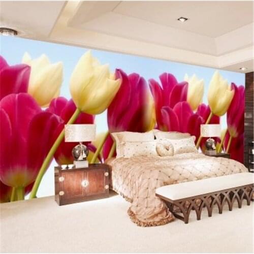 Beibehang Custom photo wallpaper Wide corridors fresh garden cafe aesthetic background wallpaper tulips 3d mural wallpaper