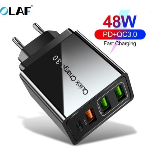 OLAF Quick Charge 4.0 3.0 QC PD Charger 48W QC4.0 QC3.0 USB Type C Fast Charger for iPhone 11 X Xs 8 Xiaomi Phone PD Charger