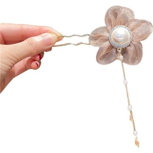 Fashion new flower chain pendant hairpin super Fairy Forest temperament girl back of head high quality elegant hair accessories