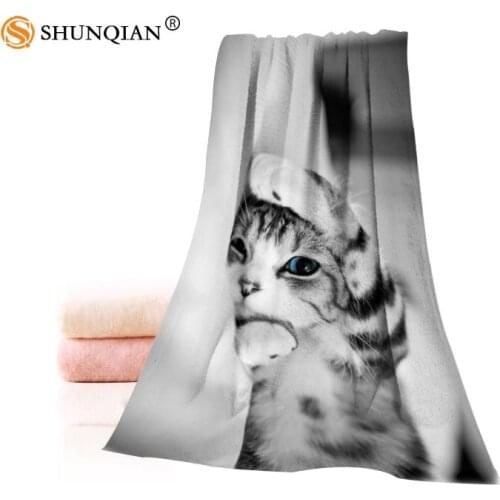 Custom cat Towels Microfiber Fabric Popular Face Towel/Bath Towel Size 35x75cm, 70x140cm Print your picture