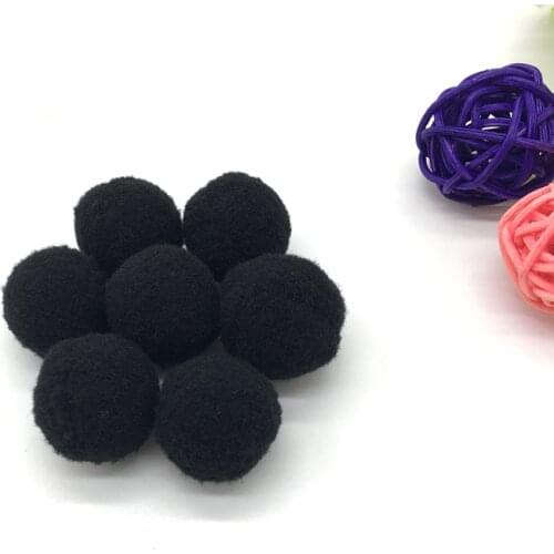30pcs 1" 25mm Black Pompom Fur Craft DIY Soft Pom Poms For Children Toys Cellphone Wedding Home Decoration Accessories