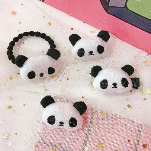 Cute Little Girls' Soft Hair Ties Cartoon Panda Elastic Hair Band Hairgrip Hair Ropes Ponytail Holder Tie Pins Hair Accessories