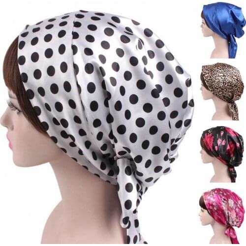 Hair Bonnet Hat Reusable Printing Pattern Polyester Bowknot Reduce Frizz Shower Hat for Woman