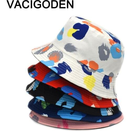 VACIGODEN Women Fashion Bucket Hat Reversible Graffiti Printed Sunbonnet Fedoras Outdoor Chapeau Fisherman Cap De Pescador Gorro