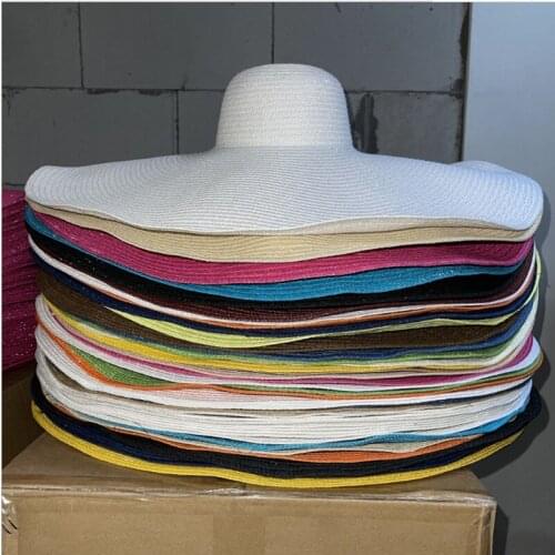 70 Cm Diameter Large Wide-brimmed Straw Hat Womens Multicolor Solid Color Sun Hat Gorras Beach Accessories Chapeau Femme UV