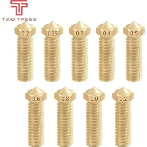 New Volcano 3D printer All metal brass 3D Lengthen extruder nozzle 0.4/0.6/0.8/1.0/1.2mm For 1.75/3mm supplies