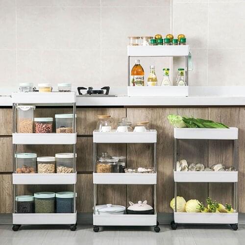 2/3/4 Tiers Removable Gap Storage Shelf Kitchen Trolley Living Room Bathroom Multi-layer Storage Rack With Wheels