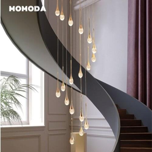Water Drop LED Chandeliers Modern Aluminum Bubble Crystal Gold Pendant Lights Bedroom Living Room Big Staircase Lamps Lustre
