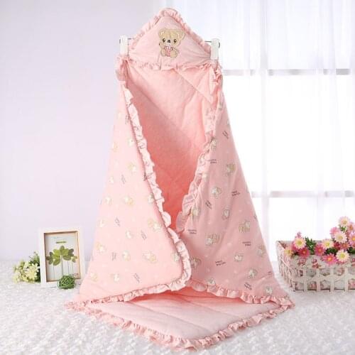 Newborn Thermal Soft Fleece Blanket Winter Solid Bedding Set Cotton Quilt Infant Bedding Swaddle Wrap