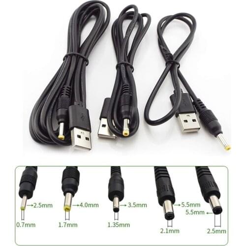 1Pcs USB A Male plug to DC 2.5 3.5 1.35 4.0 1.7 5.5 2.1 5.5 2.5mm Power supply Plug Jack type A extension cable connector cords