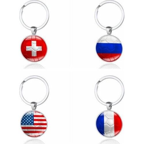 10 x Car Styling Keychain Keyring Football Cup Key Rings For Russia Italy Spain USA Ukraine Korea Japan Brazil Colombia Flag