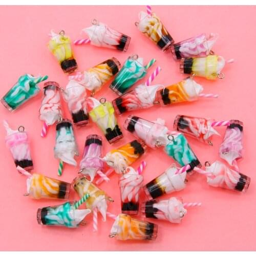10pcs 25*13mm 3D Ice-cream Resin Charms Earring Keychain Necklace Pendant Jewlery Findings Phone Case DIY