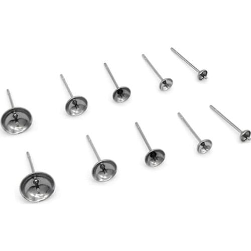 100pcs Surgical Stainless Steel Stainless Steel Cup Pad with Peg 3 4 5 6 8mm Allergenic Earring Post for DIY Jewelry Making