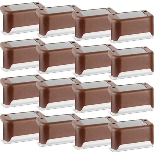 16Pcs Solar Step Light Outdoor Waterproof Led Solar Stair Fence Lamp Decoration Garden Landscape Lighting for Patio Yard Balcony