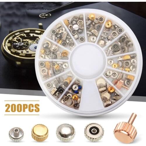 200Pcs Watch Spare Crowns Assorted Tube Gasket Tool For Watchmaker With Box