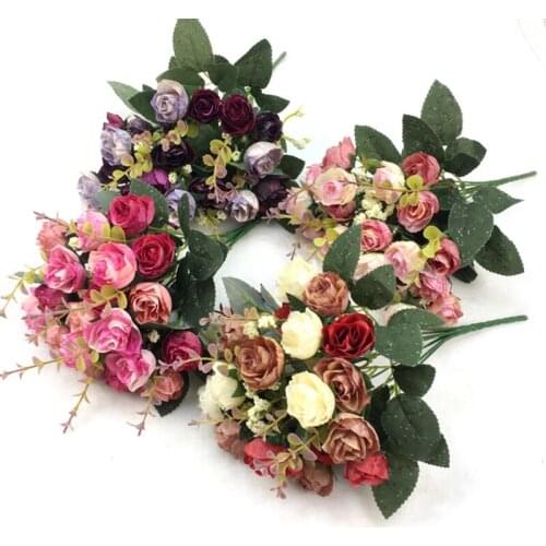 21 Heads Artificial Flowers Snowflakes Roses Small Bouquets Flowers Wedding Home Decoration Artificial Flowers Holding Flower