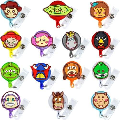 50pcs/lot Disney Retractable Badge Holder Cartoon ID Name Card Lanyard Key Chain Nurse Chest Card Holder Creative Phone Lanyard