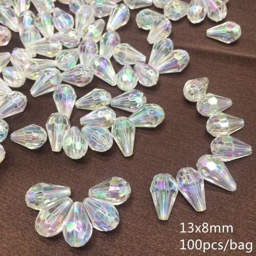 Acrylic Transparent AB Rainbow water drop Beads For DIY Jewelry Making Curtain decoration Accessories