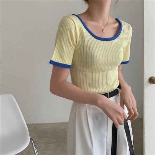 Alien Kitty 2021 New Summer Asymmetric All-Match Tops Elegant Fashion Brief Stylish Solid Office Lady T-Shirts Loose Knitted