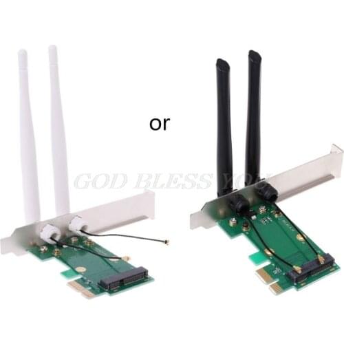 Wireless Network Card WiFi Mini PCI-E Express to PCI-E Adapter 2 Antenna External PC Drop Shipping