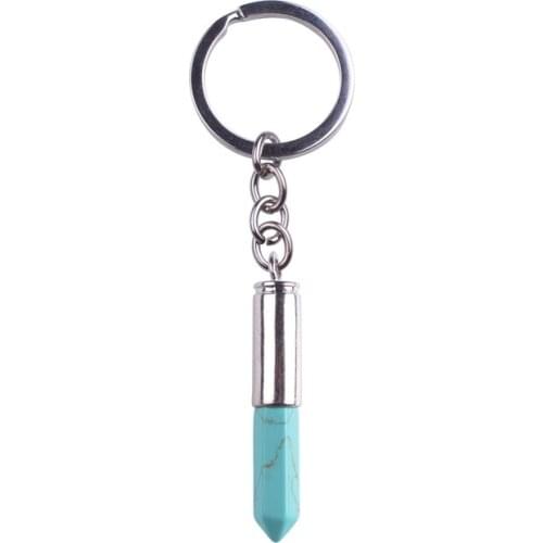 Natural Stone Keychain chaveiro feminino Jewelry Men Womens Bullet porte clef Yellow Tiger Eye