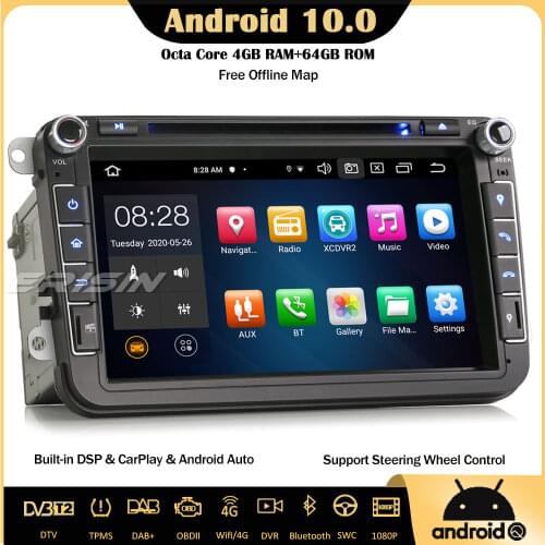 Erisin 8105 Android 10.0 Car Stereo DAB+ Navi CarPlay DSP GPS 8-Core For VW Seat Skoda Amarok Golf 5/6 Polo Tiguan Passat CC EOS