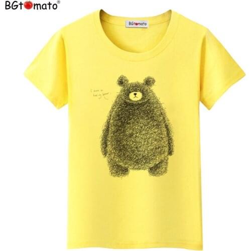 BGtomato Hand print lovely Bear Design Cartoon T Shirt Women casual tops good quality tshirt cool tee shirt femme harajuku shirt