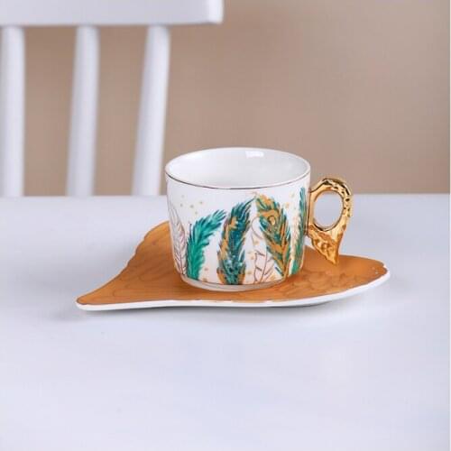 Bone China Coffee Cup Sets Colorful Flower Ceramic Tea Cups And Saucers British Office Teacup Porcelain Nice Gift