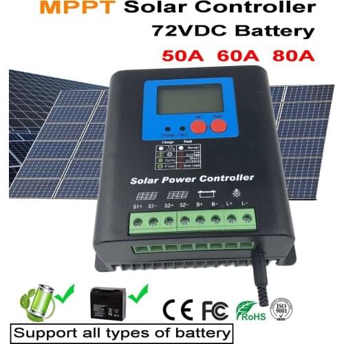 Mppt 50A 60V 72V Solar Charge Controller, Home Use 72V Battery Regulator 50A 60A 80a for PV Solar Panels Modules,LED&LCD Display