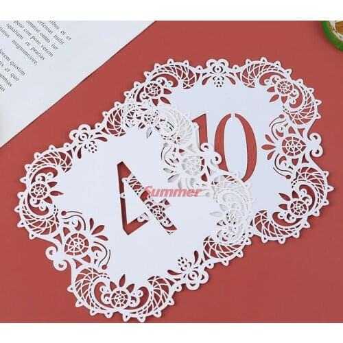 Hot 10Pcs/set Pearl Paper Laser Cut Table Number Cards for Weddings Party Banquet Wedding Table Number Table Numbers 1-10 11-20