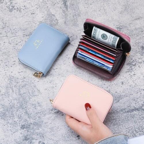 Small Wallet Zipper Wallets for Women Pink Red Color Fashion Letter Cartoon Zipper Credit Card Pu Leather Small Coin Purse