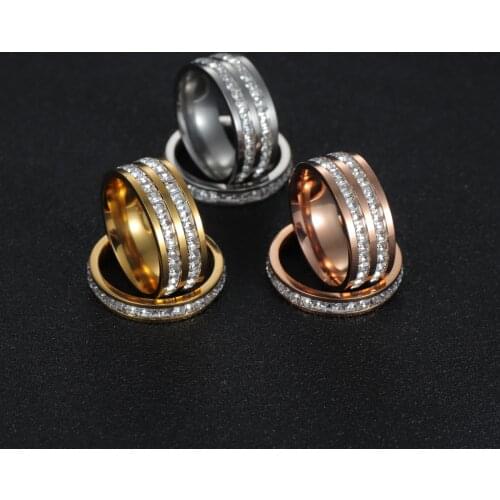 Fashion Luxury Micro paved Square, Cubic Zirconia Titanium Steel Ms. Commitment Of Love Marriage Engagement ring Custom Jewelry
