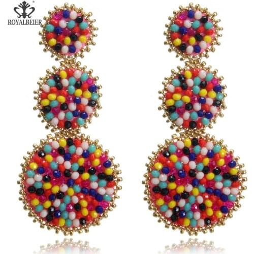 2019 Trendy Bohemia Beads DIY Long Round Earring Bling Women Ethnic Handmade Multi Color Drop Earrings Gift Jewelry Dropshipping