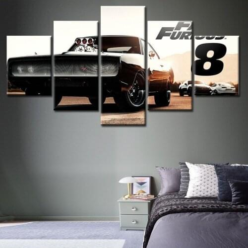 Five Car Fashion Posters Home Decoration Living Room Bedroom Simple Background Wall Frameless Printing Canvas Hanging Painting