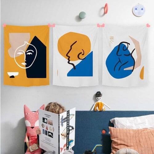 Cartoon Green Plant Tapestry Wall Hanging Room Plush Wall Tapestry Abstract Gothic Home Decor Wall Hanging Cloth with Light