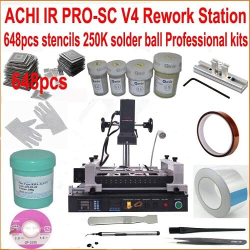 New ACHI IR PRO SC V4 bga rework station IR motherboard soldering machine + Full set 648pcs bga stencils kit + 250K solder ball