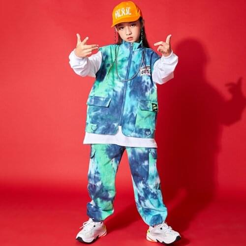 New Hip Hop Clothing Gradient Color Vest Pants Loose Street Hiphop Dance Costumes Boys Girls Stage Outfit Rave Clothes BL5368