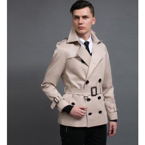 New Brand New Mens Trench Coat England Style Beige Trenchcoat Plus Size 3xl Mens Trench Coat Male Slim Fit Jacket For Gift