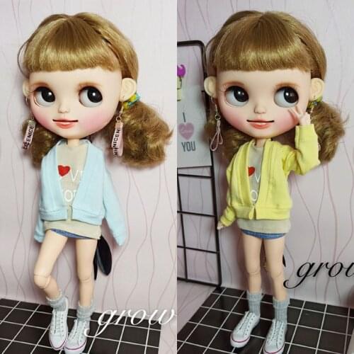 1PCS Dolls Blyth Clothes Blue,Yellow Coat Tops for Blyth Azone Licca OB24 Doll Clothing for 1/6 Doll Accessories