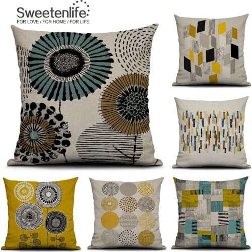 Sweetenlife 45x45cm Eco-Friendly Pillow Cover European Style Decorative Pillows Creative Geometric Plants Cushion Home Decor