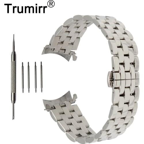 18mm 20mm 22mm 24mm Stainless Steel Watch Band Curved End Strap + Tool for Armani Watchband Butterfly Buckle Wrist Belt Bracelet