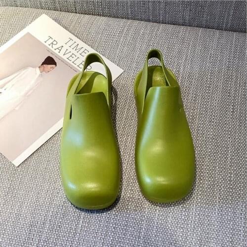 2021 new women summer sandals flat simple Baotou rain boots jelly candy color plastic wild beach rain ms boots
