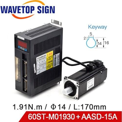AC Servo Motor 60ST-M01930 220V 600W 3000rpm 1.91N.m Single-Phase AC Servo Motor Driver AASD-15A