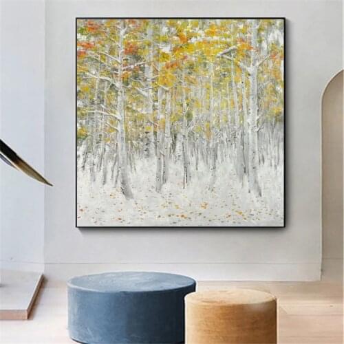 Modern Abstract Canvas Painting Birch Forest Posters and Print Cuadros Wall Art Picture for Living Room Home Decoration Unframed