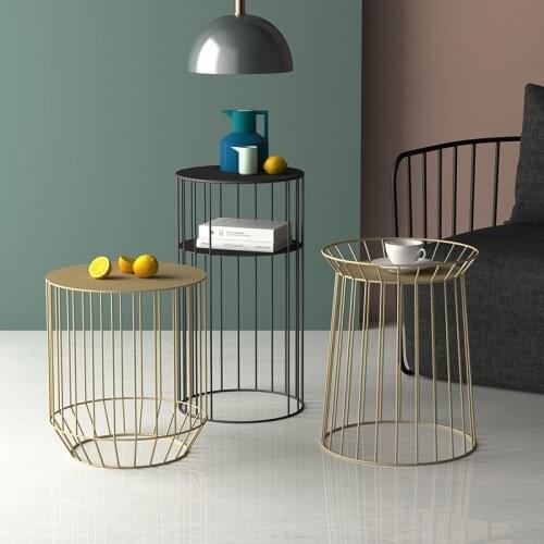Modern simple sofa side table iron art Nordic living room creative light luxury small coffee table solid iron wire corner table