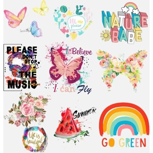 Beautiful Butterfly Heat Transfer For Clothing Iron On Transfers For Clothes Colorful Thermal Stickers For Diy T-shirt Appliques