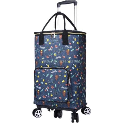 Universal Wheel Shopping Trolley Bag Oxford Textile Waterproof Folding Trolley Cart Can Be Pushed And Pulled Portable Shopping C