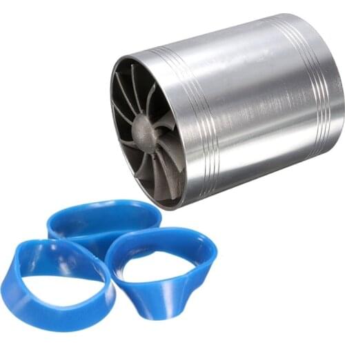 Universal Car Double Turbine Turbo Charger Air Intake Gas Fuel Saver Fan Auto Car Supercharger
