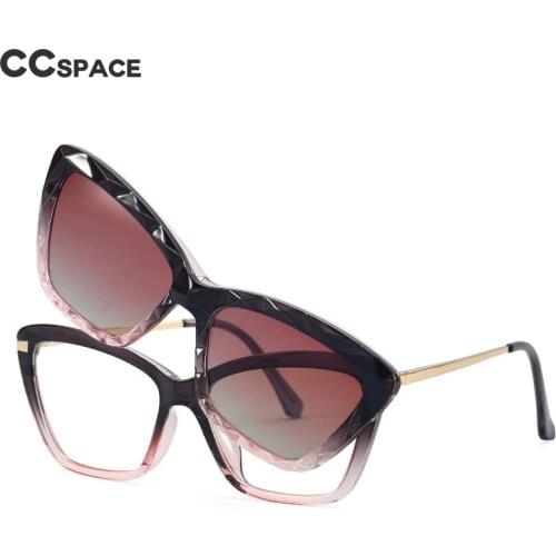 48311 Tr90 Cat Eye Flip Dual Purpose Anti Blue Glasses Frames Polarized Clip-On Sunglasses Women Fashion Computer Eyeglasses